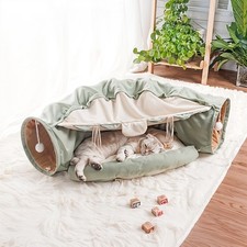 2 Layer Cat Tunnel with Bed, Foldable for Cats/Rabbits/Dogs Play Tunnel Toys