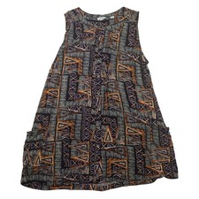 FatFace Tunic Top UK 10 Purple Orange Aztec Tribal Print Sleeveless Pockets