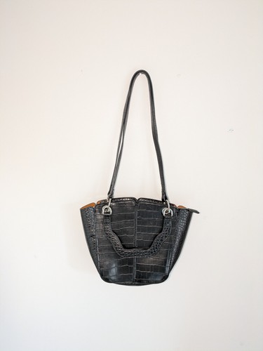 Zara black faux crocodile - black,