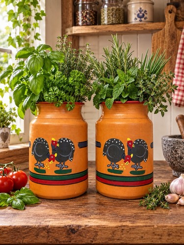 Vintage painted terracotta - painted,
