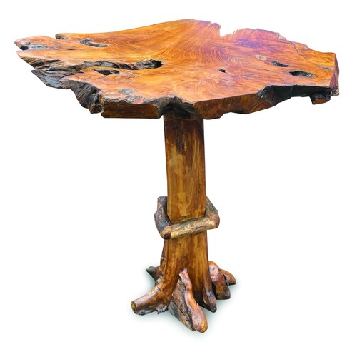 Teak root high bar table - root,