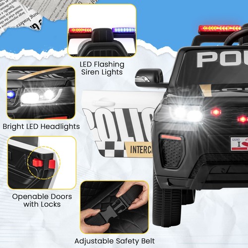 Battery powered cop car - battery, w/