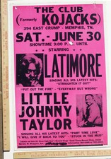 Latimore LittleJohnnyTaylor BluesConcertPoster Kojack's Memphis Tennessee 1990?