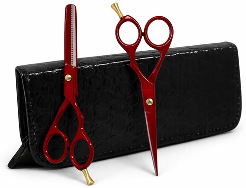Red hairdressing scissors - 6",
