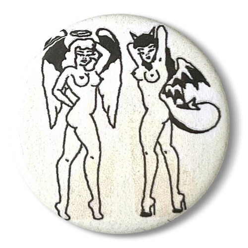 Devil angel girl pin badge - devil,