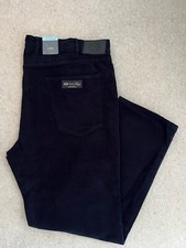 M&S MENS NAVY BLUE ITALIAN MOLESKIN REGULAR FIT TROUSERS JEANS Waist 44” Leg 31”
