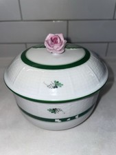 Herend Vienna Rose VRH Hand-painted China Covered Sugar Bowl Or Jam Jar #371
