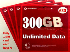 New up to 100GB Latest Vodafone Unl UK Pay As You Go PAYG SIM Card  simcard