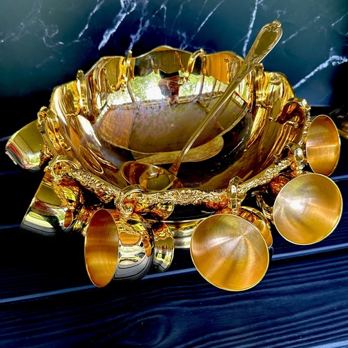Vtg gold tone pedestal punch - vtg,