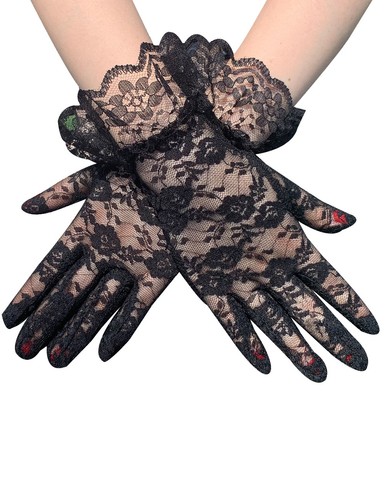 Black lace gloves - black, vintage