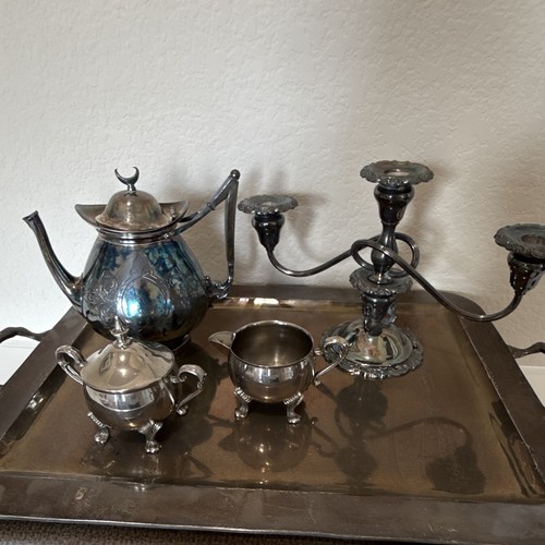 Silver plated metal - silver, tea