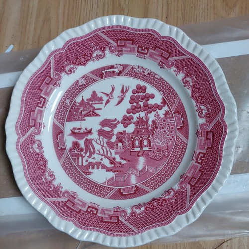 Pink willow pattern - pattern, plate