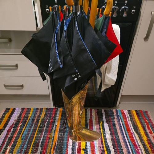 Brass boot umbrella walking - brass,