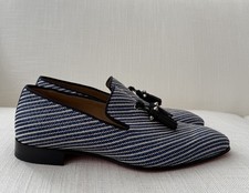 Christian Louboutin Dandelion Tassel Navy White Stripe Loafers Size 41 EXCELLENT