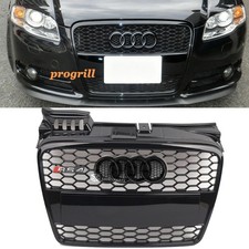 Grill For AUDI A4 B7 2004-2007 RS4 Style Grille Honeycomb Bumper Gloss Black ABS