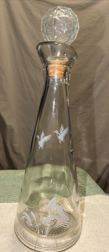 Vintage etched clear - etched, glass