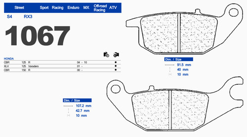 1067s4 rear brake pads - 1067s4,