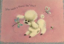 Vintage Greeting Card Happy Birthday Friendship Poodle Coronation Collection