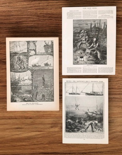Set antique deep sea diver - antique,