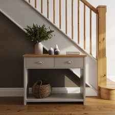 Lancaster Console Hall Table Sofa Table with Drawers, Hallway Entryway Grey