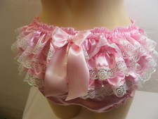 sissy pink satin ruffle bum