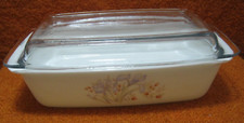 Pyrex Opal Vintage 1980s Blue Iris Rectangular Baking Casserole Dish with Lid