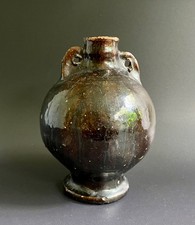 A rare 17c. Wiltshire brown-ware costrel, post medieval /slipware/Bernard Leach.