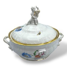 KPM Berlin porcelain terrine rocaille with putto red imperial apple/scepter mark