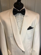 Men’s Ivory White Dinner Jacket Tuxedo Shawl Collar HR 44 Short  Wool Mix