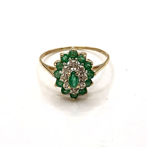 Emerald diamond 9ct - emerald, &
