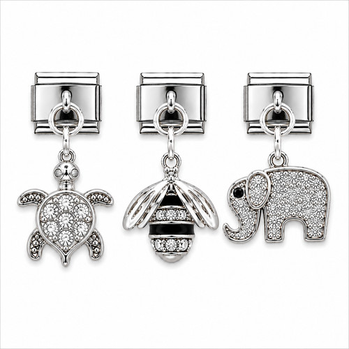9mm italian dangle charms - charms, cz