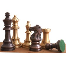3.2" Pro Staunton Brass Metal Luxury Chess Set - Pieces Only- Antiqued Copper