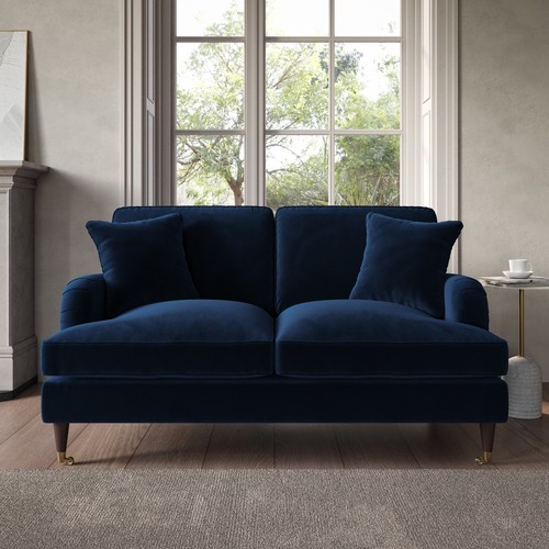 Navy velvet sofa seater with - navy,