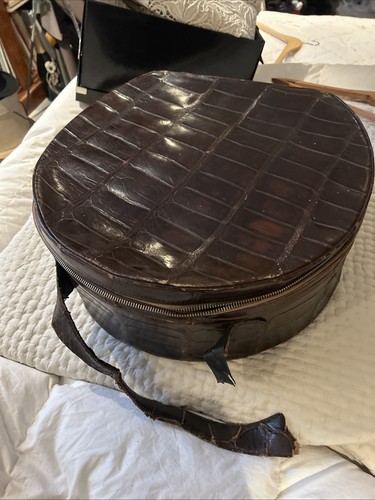 Vintage mock croc hat box - vintage,