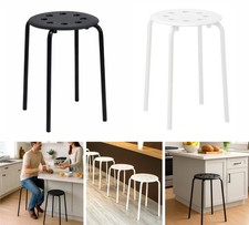 Stackable Stool Round Seat Top Metal Legs Backless Design For Home Office Work