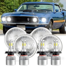 4pcs 5.75" 5-3/4 LED Headlight Hi/Lo Sealed Beam Projector for Ford Mustang 1969