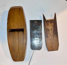 Antique R. Lenk & Co. Cast Steel Warranted Drawknife + 2 Wooden Spokeshaves 1800