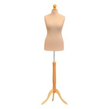 Female Size 8/10 Dressmakers Mannequin Cream Bust with Light Wood Tripod Stand