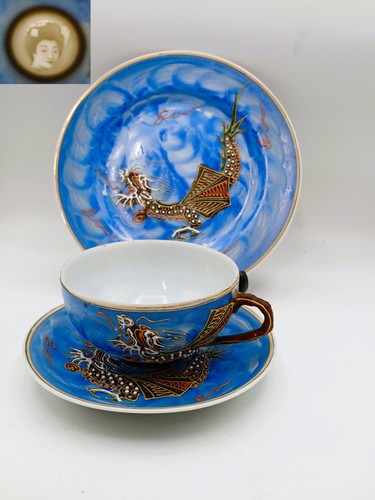Vintage kutani moriage blue - vintage,