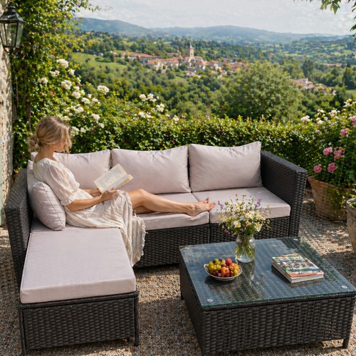Large rattan shaped corner - large, l-shaped