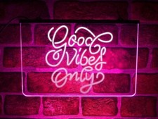 Good Vibes Bar LED Neon Light Up Sign | Hanging USB Wall Display | Home Décor