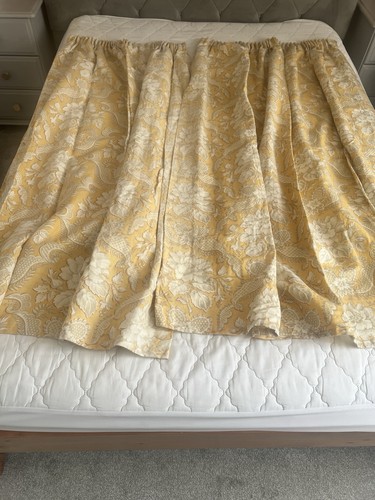 Yellow floral pleated curtains - floral,