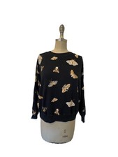 WILDFOX Black With Butterfly Print  Sweatshirt Small
