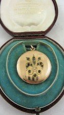 Large Antique Edwardian Rolled Gold Paste Locket Pendant SK Merril & Co C1910