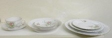 Bavarian Bone China 7 Piece Place Setting Facon H Bavaria Pink Roses Blue Flower