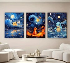 pokemon wall poster prints - 3x  print set - pokemon bedroom - Pokémon art