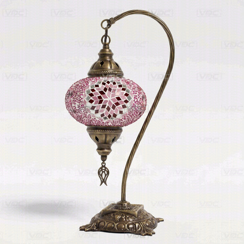 Pink turkish mosaic table lamp - pink,