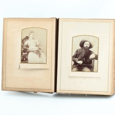 Victorian Photograph Album Embossed Leather Bound and Metal Clasp