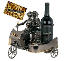BRUBAKER Wine Bottle Holder Metal "Biker Couple with Sidecar" Gift for 2 Bottles