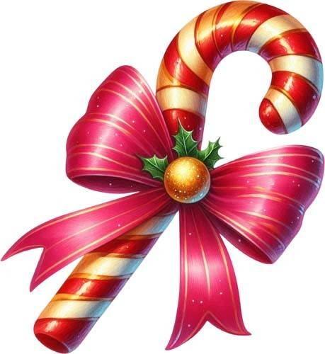 Christmas candy cane - christmas, bow